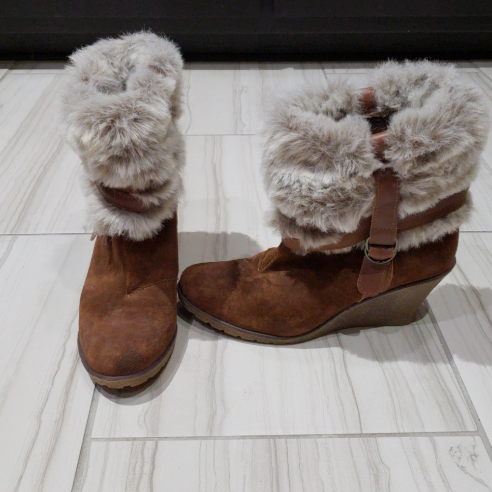 Steve Madden Fur Wedge Boots